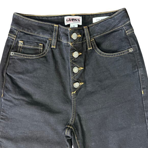 Guess 40th Anniversary Black Wash Button Fly High Rise Skinny Jeans size 25 - Picture 5 of 11